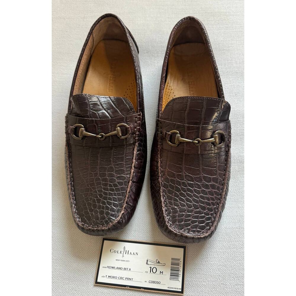 Cole Haan Howland Bit. 2 Moroccan Crocodile Driving Shoes, 10
